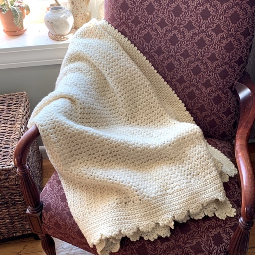 Vintage Wool Farmhouse Crochet Blanket